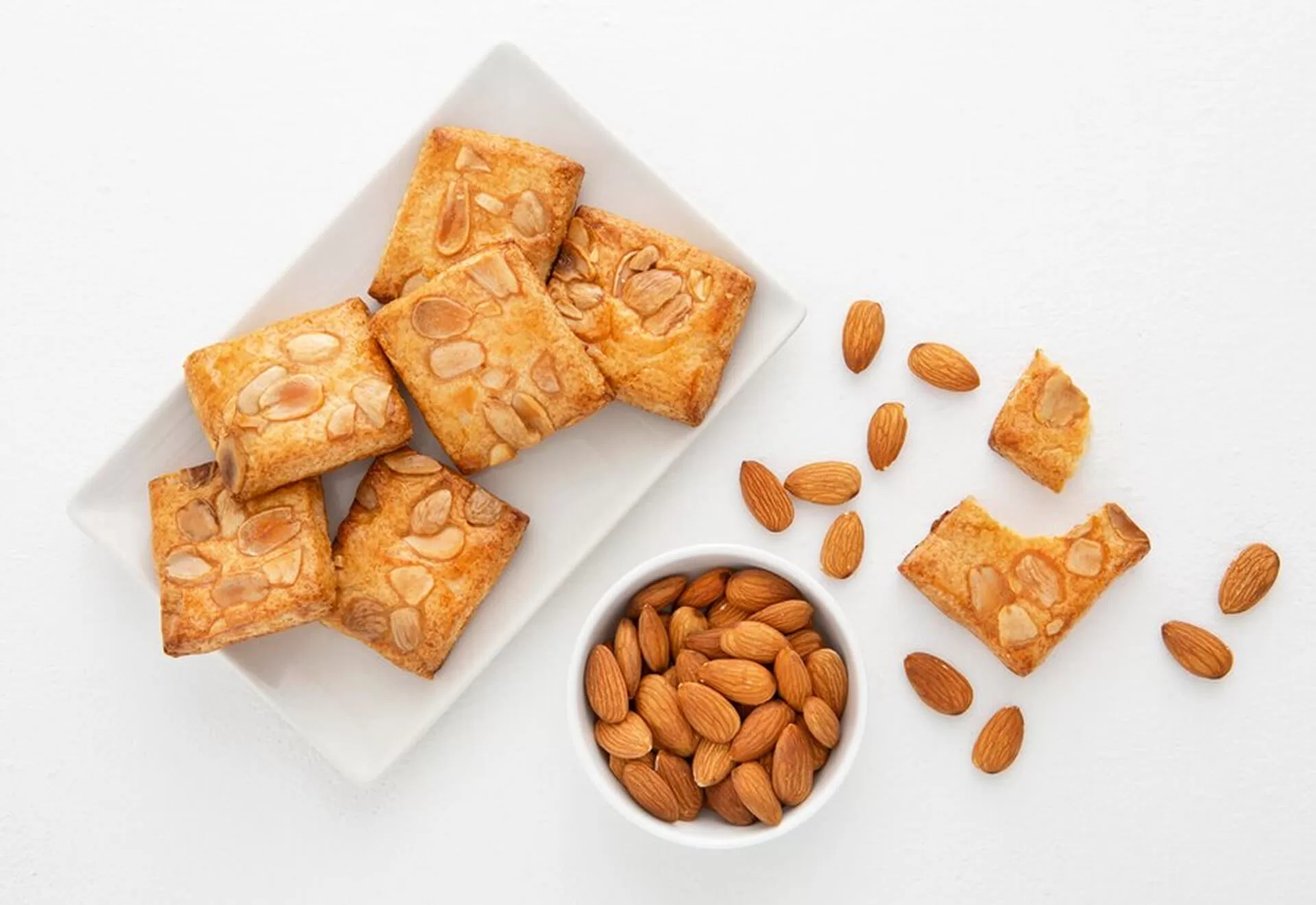 top view yummy biscuits with almonds